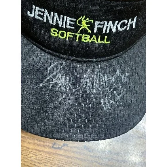 Autographed/signed JENNIE FINCH Visor Hat.Black  display picture 1